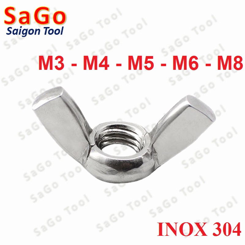 Đai ốc cánh bướm vặn tay INOX 304 - Tán chuồn size M3 M4 M5 M6 M8 M10