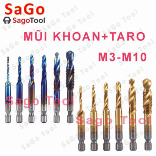 Mũi khoan taro tổ hợp HSS 4341 Phủ TiN vàng và TiAlN tím | Tạo ren M3–M10