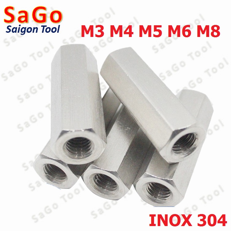 Ống nối ty ren lục giác INOX 304 - Nối ren M3 M4 M5 M6 M8 M10