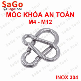 Móc khóa an toàn Carabiner inox 304 loại tiêu chuẩn - Móc khóa đa năng size M4 M5 M6 M8 M10 M12