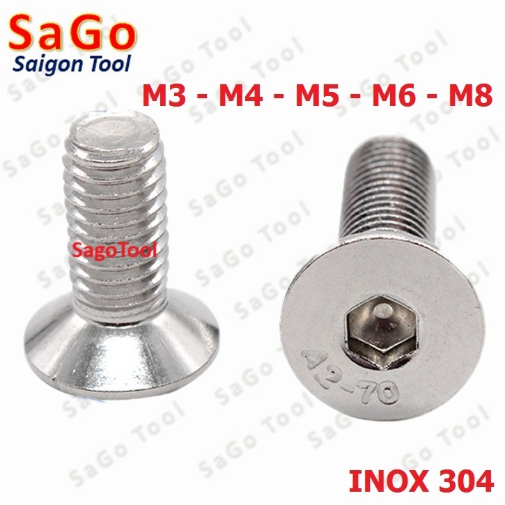 Bulong lục giác đầu bằng INOX 304 M3 M4 M5 M6 M8 (10-30 con) - Ảnh 18
