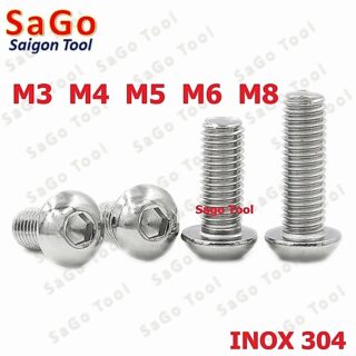 Ốc vít inox, Bulong inox lục giác đầu dù Inox 304 M3 M4 M5 M6 M8 (10 Con)