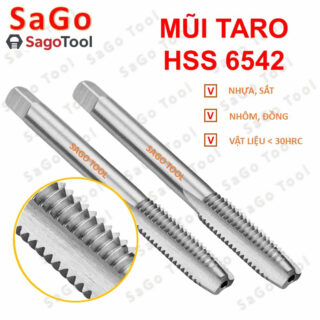 Mũi taro thẳng thép gió HSS 6542 | Taro ren trong M3–M12 chính xác, sắc bén